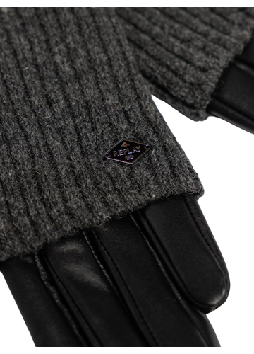 Replay CRNE RUKAVICE OD MJEŠAVINE KOŽE I VUNE  - 3