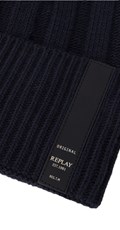 TAMNO PLAVA REBRASTA BEANIE KAPA S LOGOTIP ETIKETOM - 3
