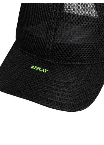 Replay MREŽASTA KAPA S NEON ZELENIM LOGOTIPOM - 3