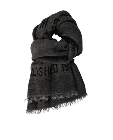 Replay šal s natpisom i resicama u isprano crnoj boji
