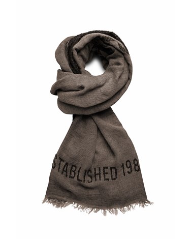 Replay šal s natpisom i resicama u smeđoj boji