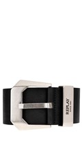 CRNI REMEN S METALNOM LOGOTIP OMČOM  - 1