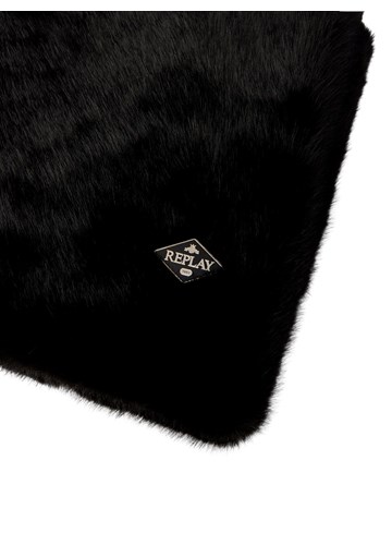 Replay CRNI ŠAL OD UMJETNOG KRZNA S MINI LOGOTIP PLOČICOM - 3