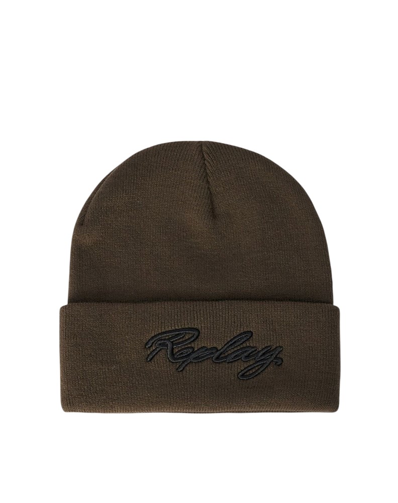 Replay ZELENA UNISEX PLETENA KAPA S IZVEZENIM LOGOTIPOM NA RUBU - 1