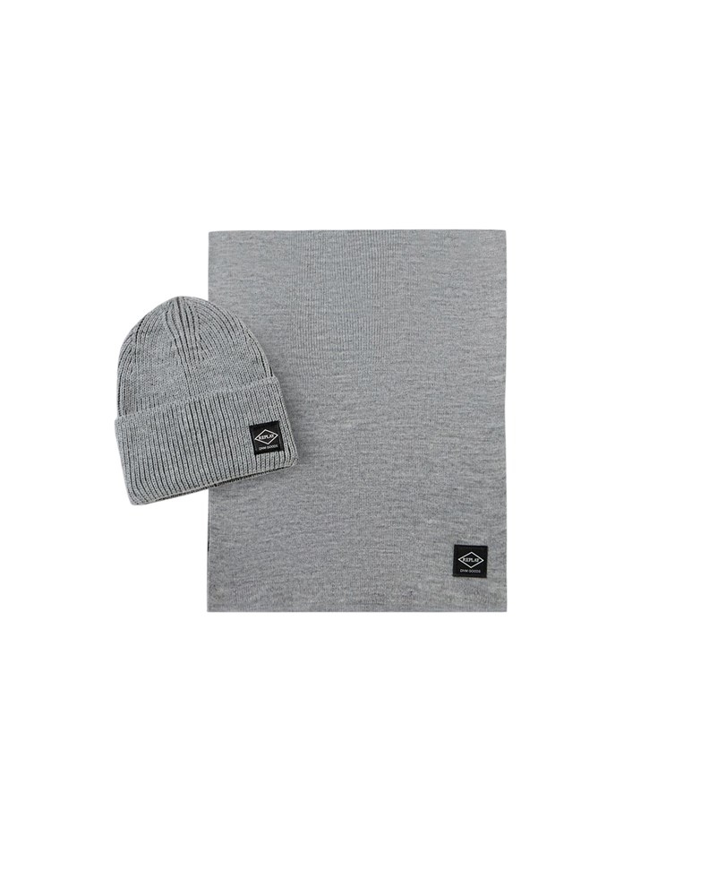 Replay UNISEX SET PLETENE KAPE I ŠALA S LOGOTIPOM U SIVOJ BOJI - 1