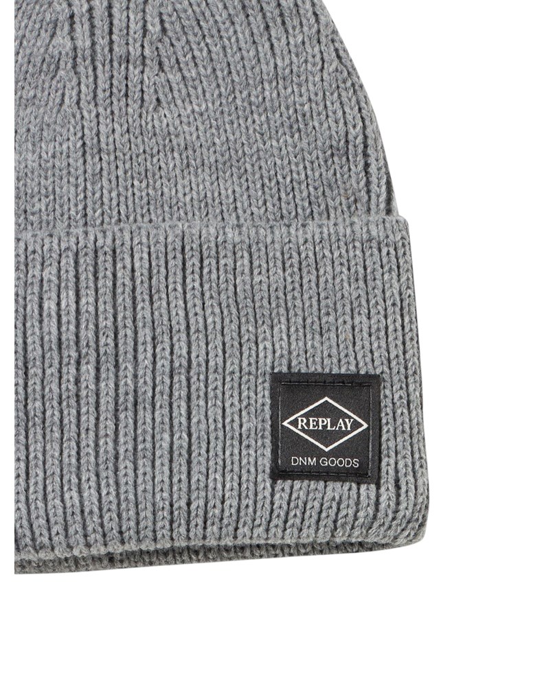 Replay UNISEX SET PLETENE KAPE I ŠALA S LOGOTIPOM U SIVOJ BOJI - 3