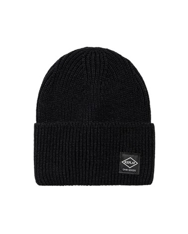 Replay unisex set pletene kape i šala s logotipom u crnoj boji
