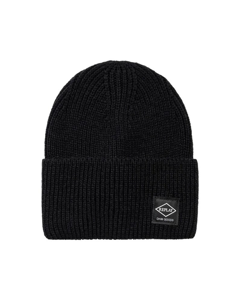 Replay UNISEX SET PLETENE KAPE I ŠALA S LOGOTIPOM U CRNOJ BOJI  - 1