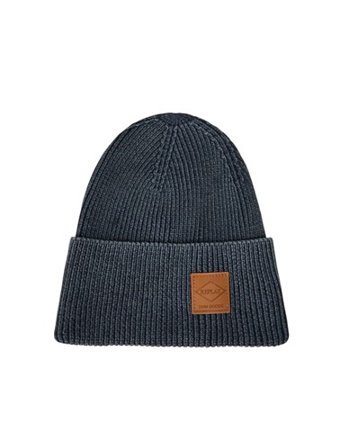 Replay plava unisex pamučna kapa s pletenom logotip zakrpom