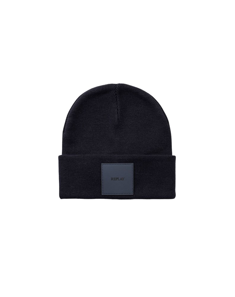 Replay PLAVA UNISEX PLETENA KAPA S ISTOBOJNOM LOGOTIP ZAKRPOM - 1
