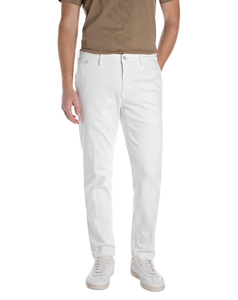 Replay BENNI HYPERFLEX REGULAR FIT CHINO HLAČE U BIJELOJ BOJI M9722E 8366197 - 1