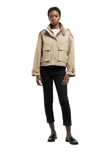 Replay BEŽ KRATKA JAKNA S MAXI DŽEPOVIMA - 1