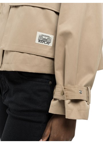 Replay BEŽ KRATKA JAKNA S MAXI DŽEPOVIMA - 5