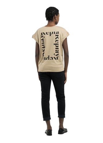 Replay BEŽ MAJICA KRATKIH RUKAVA S ISPISOM SLOVA NA POLEĐINI - 4