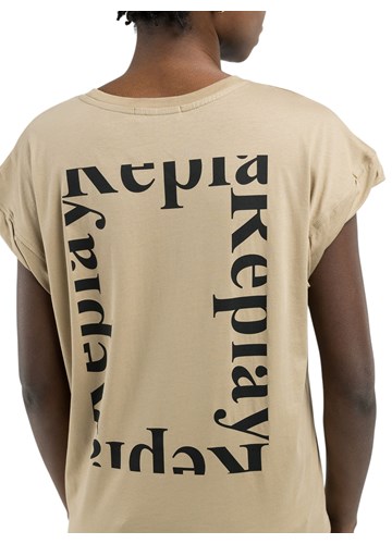 Replay BEŽ MAJICA KRATKIH RUKAVA S ISPISOM SLOVA NA POLEĐINI - 6