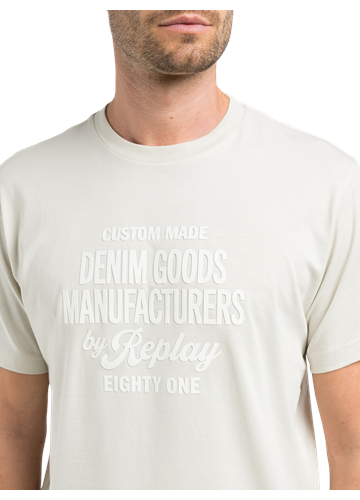 Replay BEŽ MAJICA OD ORGANSKOG PAMUKA S MAXI PRINTOM NA PRSIMA - 3