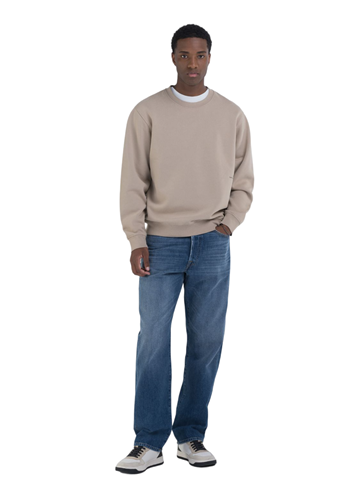 Replay BEŽ EARTH MADE SWEATSHIRT S MINI NATPISOM - 1