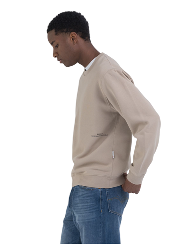 Replay BEŽ EARTH MADE SWEATSHIRT S MINI NATPISOM - 5