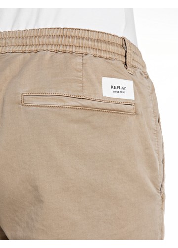 Replay BEŽ COMFORT FIT CHINO HLAČE OD PAMUKA S VEZICAMA - 6