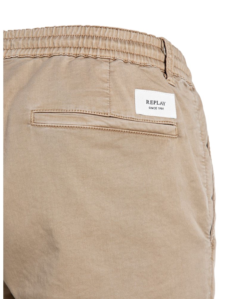 Replay BEŽ COMFORT FIT CHINO HLAČE OD PAMUKA S VEZICAMA - 7