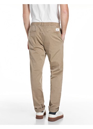 Replay BEŽ COMFORT FIT CHINO HLAČE OD PAMUKA S VEZICAMA - 2