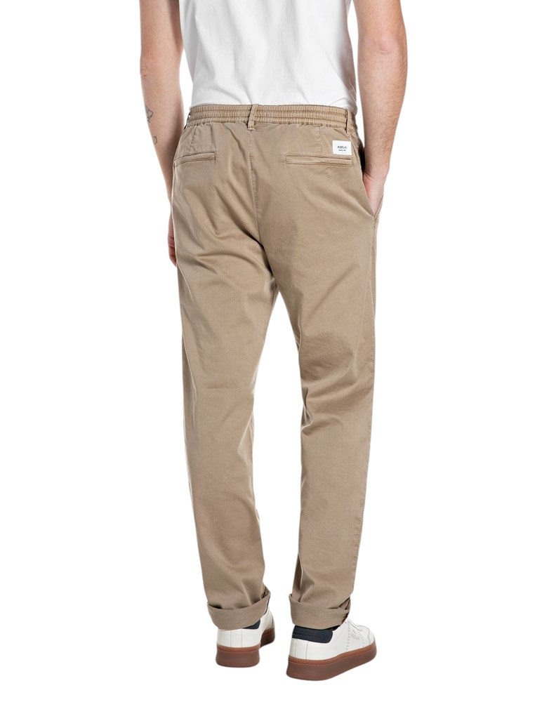 Replay BEŽ COMFORT FIT CHINO HLAČE OD PAMUKA S VEZICAMA - 2