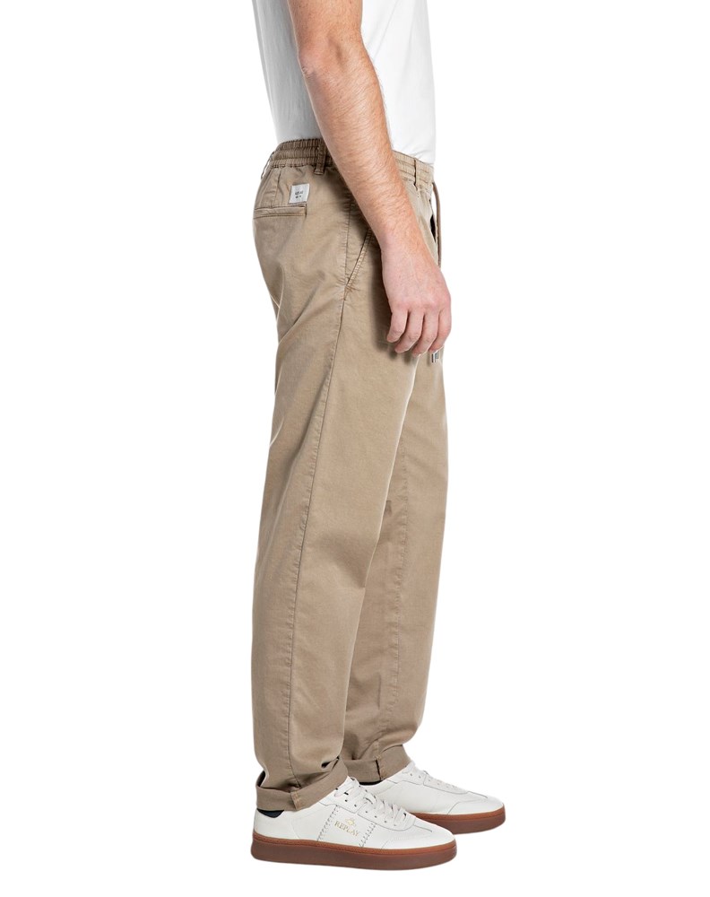 Replay BEŽ COMFORT FIT CHINO HLAČE OD PAMUKA S VEZICAMA - 3