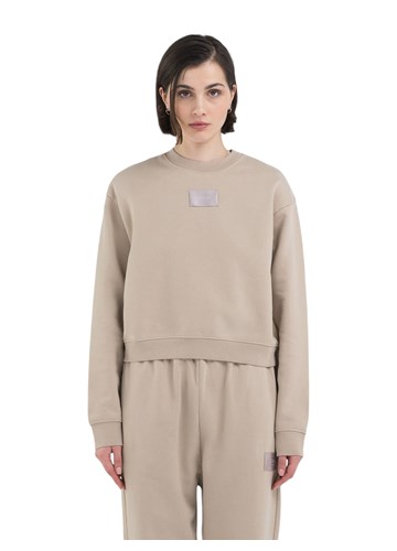 Replay BEŽ CROPPED SWEATSHIRT OD ORGANSKOG PAMUKA - 3