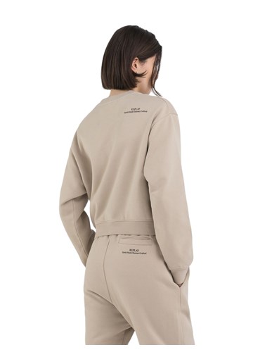 Replay BEŽ CROPPED SWEATSHIRT OD ORGANSKOG PAMUKA - 4