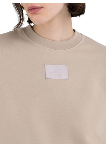 Replay BEŽ CROPPED SWEATSHIRT OD ORGANSKOG PAMUKA - 5