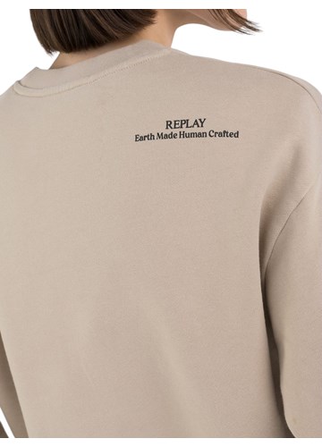 Replay BEŽ CROPPED SWEATSHIRT OD ORGANSKOG PAMUKA - 6