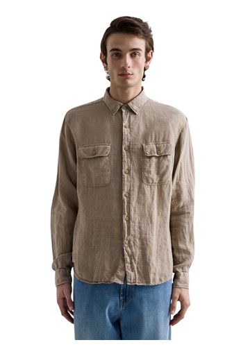 Replay BEŽ LANENA KOŠULJA REGULARNOG KROJA - 2