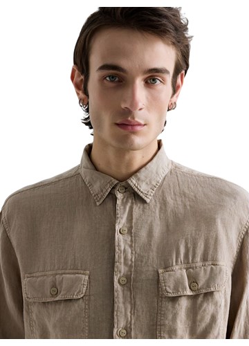 Replay BEŽ LANENA KOŠULJA REGULARNOG KROJA - 5