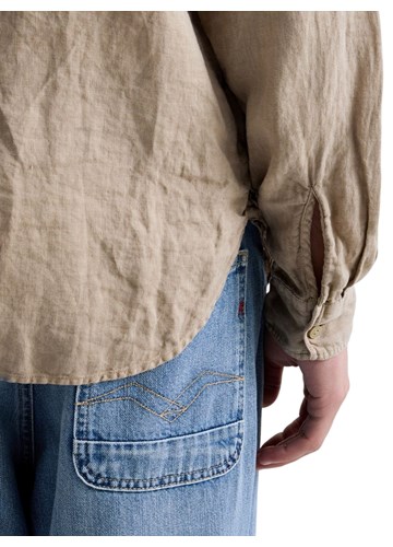 Replay BEŽ LANENA KOŠULJA REGULARNOG KROJA - 6