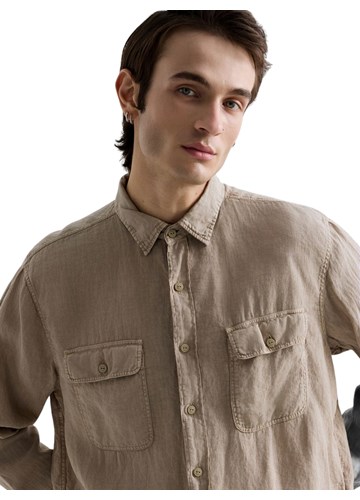 Replay BEŽ LANENA KOŠULJA REGULARNOG KROJA - 7