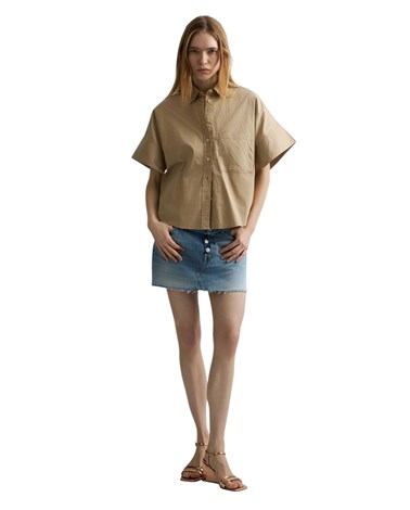 Replay bež pamučna košulja sa širim rukavima