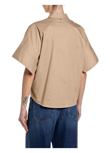 Replay BEŽ PAMUČNA KOŠULJA SA ŠIRIM RUKAVIMA - 2