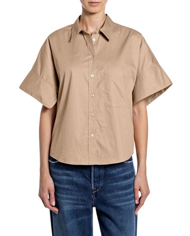 Replay bež pamučna košulja sa širim rukavima