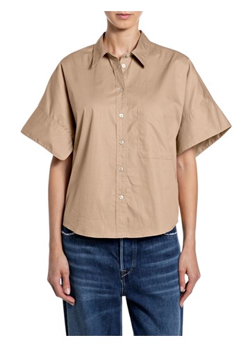 Replay BEŽ PAMUČNA KOŠULJA SA ŠIRIM RUKAVIMA - 1