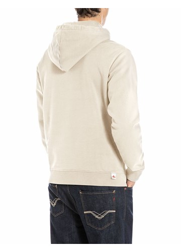 Replay BEŽ PAMUČNI SWEATSHIRT S KAPULJAČOM I IZVEZENIM REPLAY NATPISOM - 2
