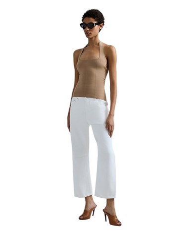 Replay bež pleteni halter top s otvorenim leđima