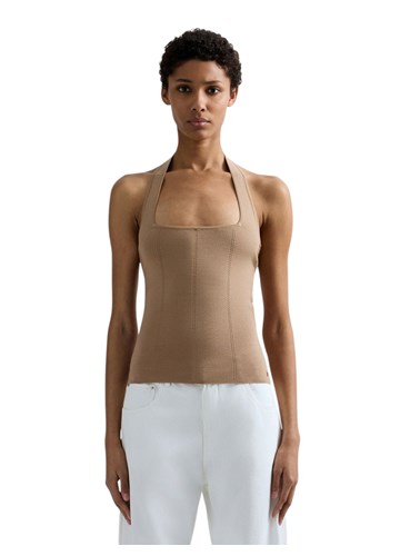 Replay BEŽ PLETENI HALTER TOP S OTVORENIM LEĐIMA - 2