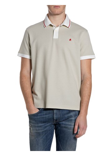 Replay BEŽ POLO MAJICA S KRAGNOM U DRUGOJ BOJI - 1