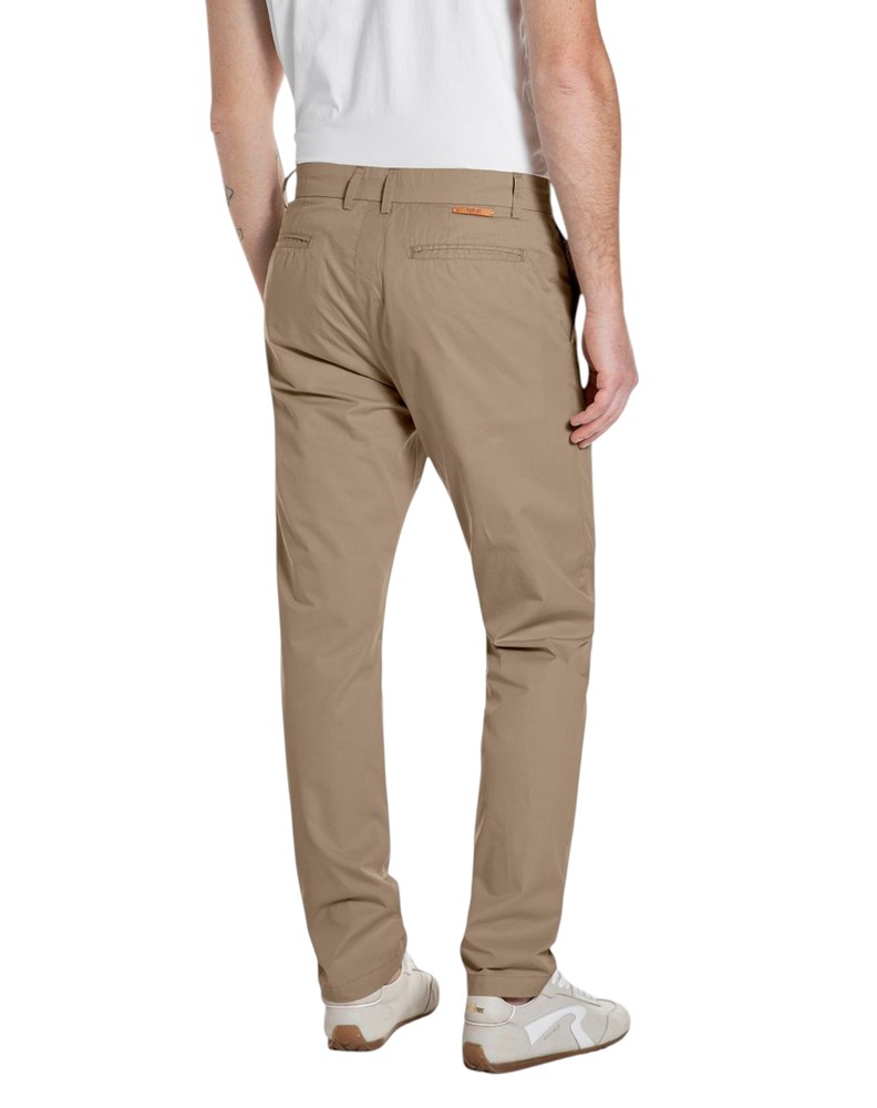 Replay BEŽ COMFORT FIT CHINO HLAČE OD PAMUKA S VEZICAMA - 4