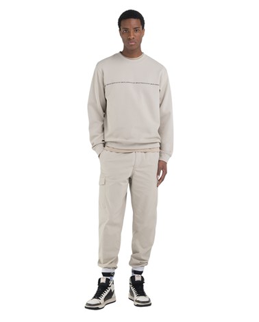 Replay bež sweatshirt regularnog kroja s mini natpisom