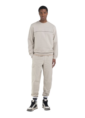 Replay BEŽ SWEATSHIRT REGULARNOG KROJA S MINI NATPISOM - 1