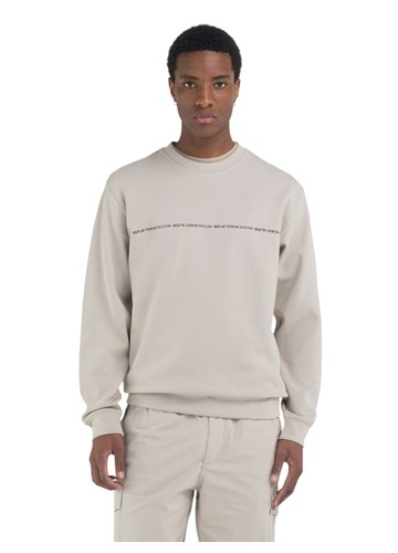 Replay BEŽ SWEATSHIRT REGULARNOG KROJA S MINI NATPISOM - 3