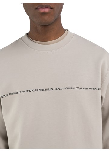 Replay BEŽ SWEATSHIRT REGULARNOG KROJA S MINI NATPISOM - 4