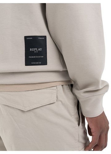 Replay BEŽ SWEATSHIRT REGULARNOG KROJA S MINI NATPISOM - 5