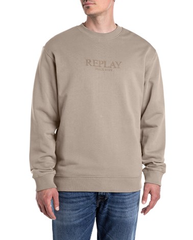 Replay bež sweatshirt s gumiranim replay natpisom